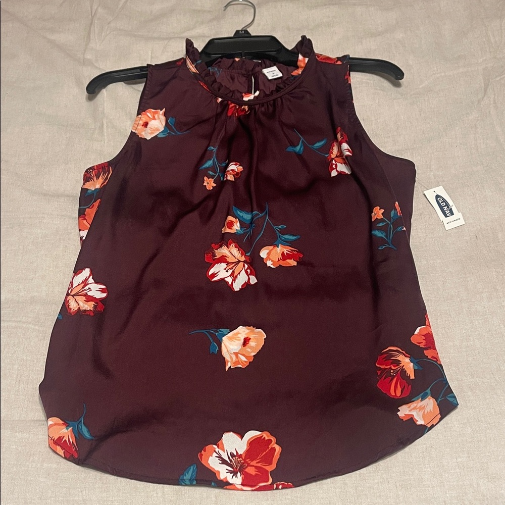 Old Navy Burgundy Floral Blouse